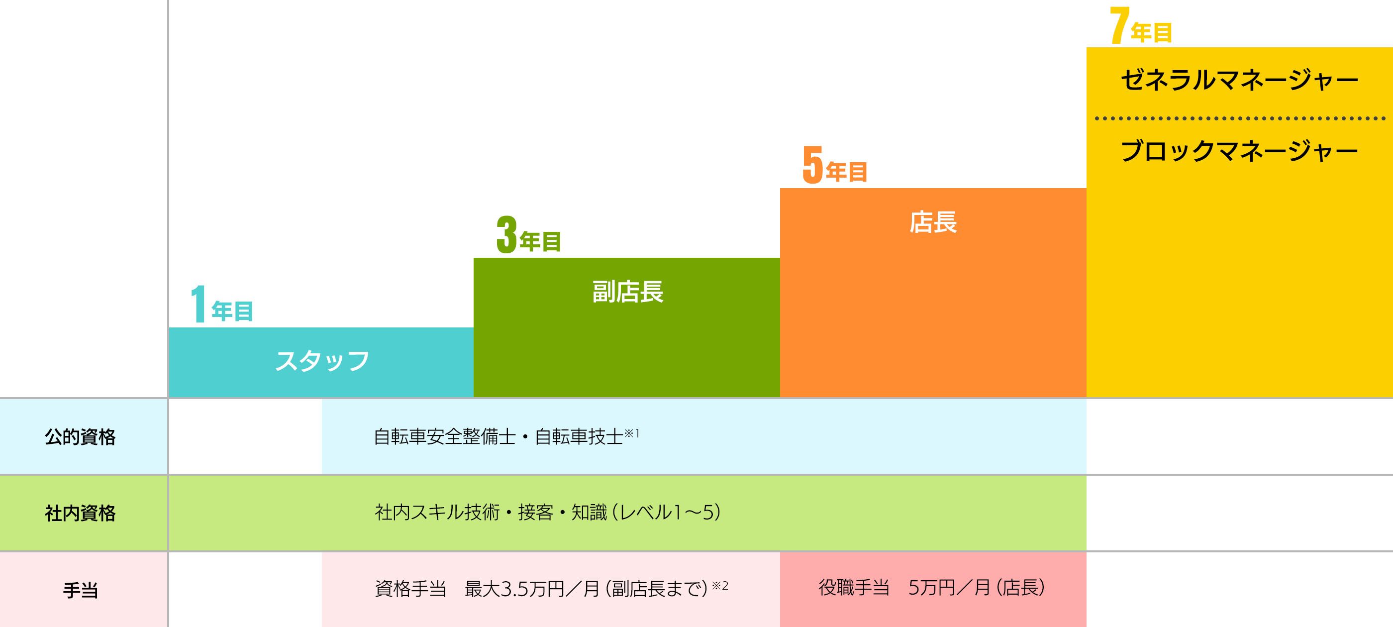 キャリアステップ図 営業部(店舗配属の場合)
